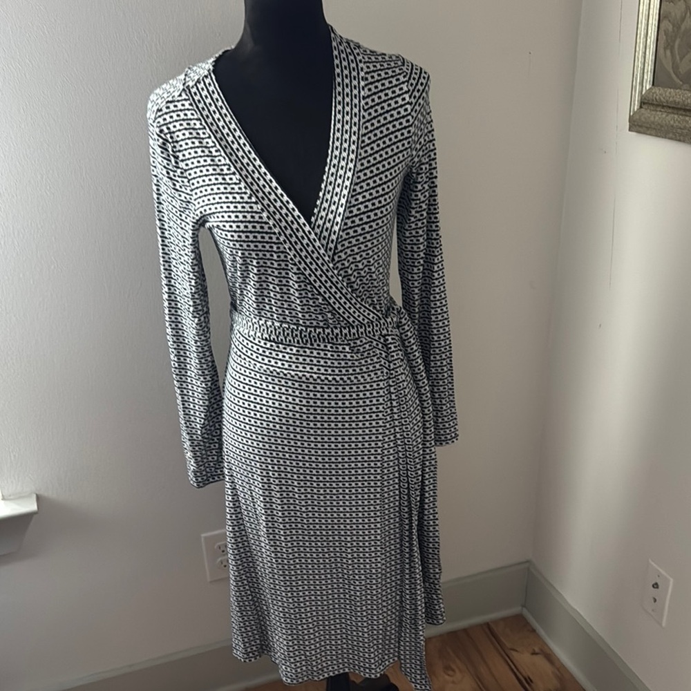 Banana Republic chain print wrap dress long sleeves midi dress‎ Sz S
